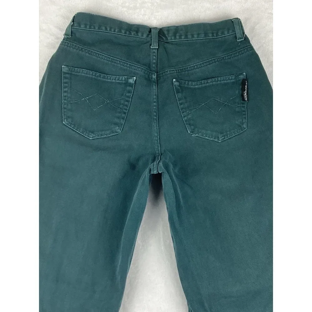 Get Spoiled by Squeeze Womens Forest Green Button Fly Jeans Straight Leg Size 11